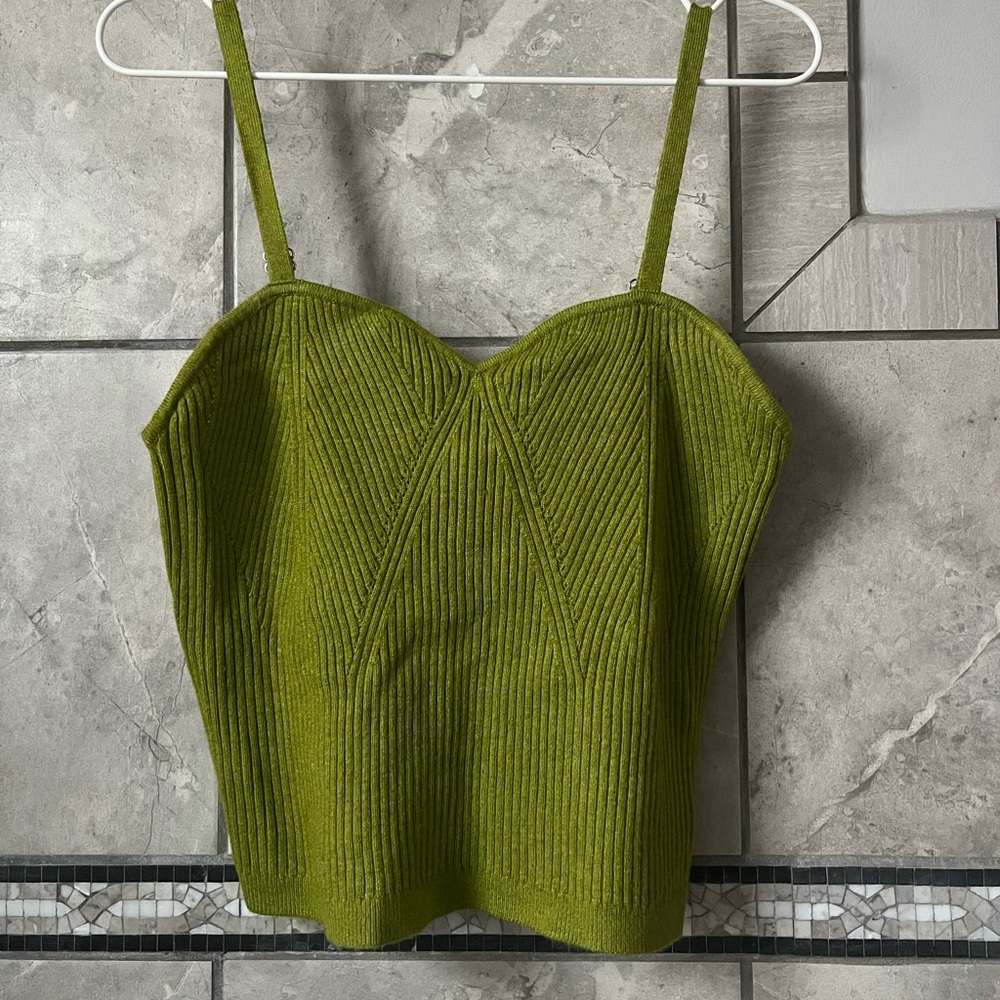 Wild Fable Green Ribbed Knit Women's Top